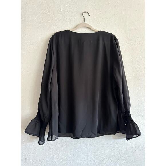 JM COLLECTION Plus Size Smocked-Sleeve Necklace Top Size 
2X - Picture 3 of 8